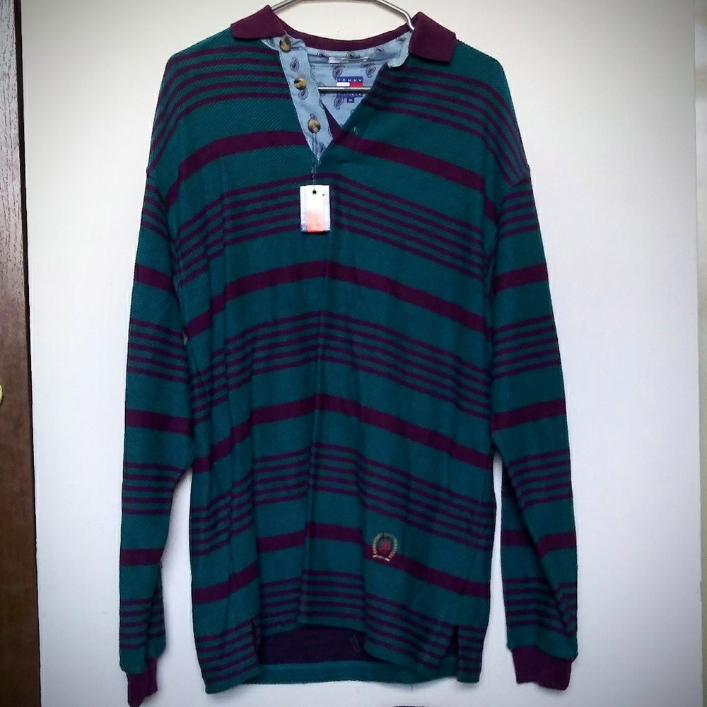 Tommy Hilfiger Rugby Shirt in Teal and Purple